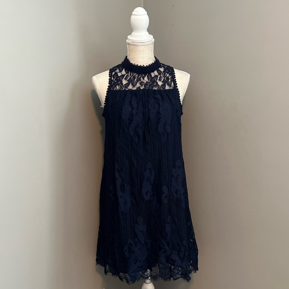 Navy Blue Lace Dress